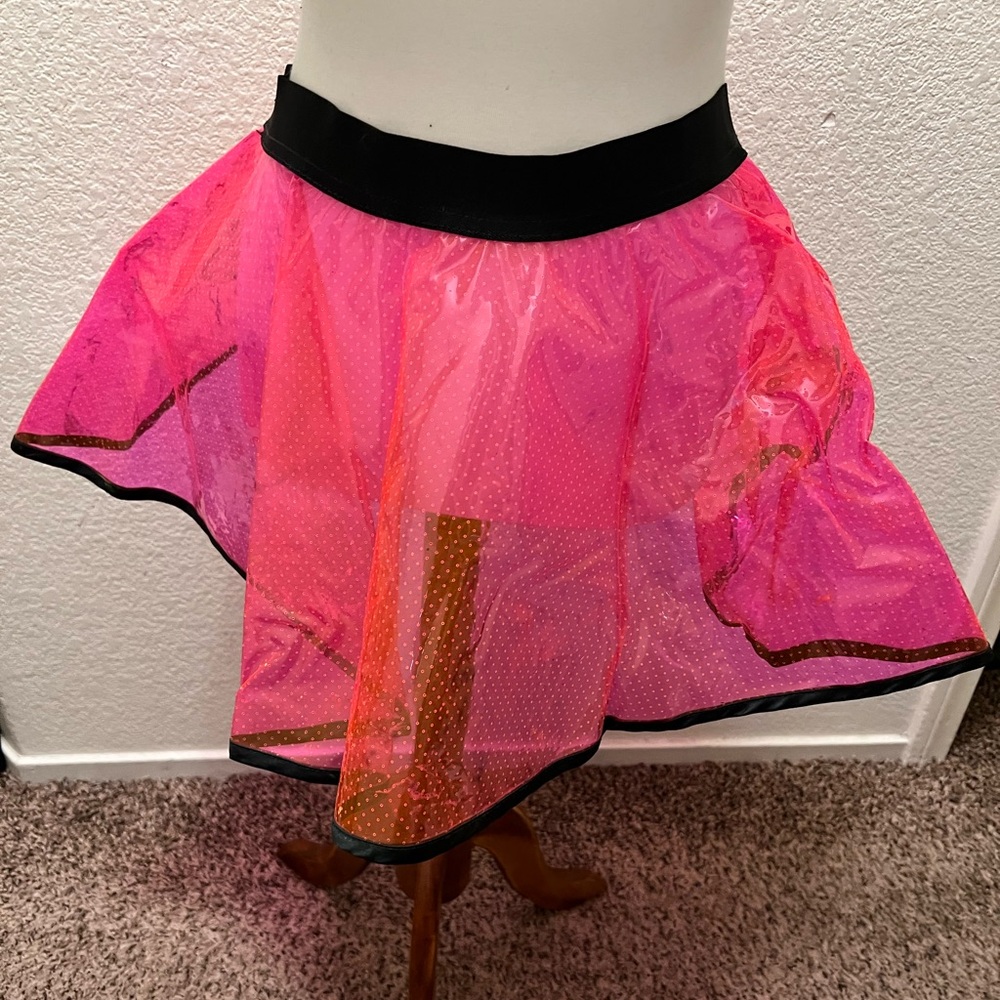 Vinyl Pink Skater Skirt with Black Accents